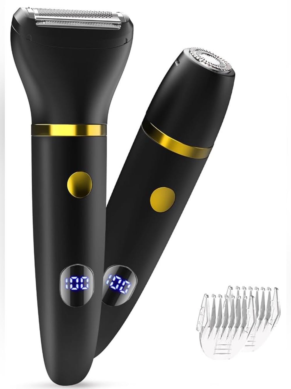 Women’s Electric Shaver Rechargeable 2-in-1 Bikini Trimmer Black LCD Display A3